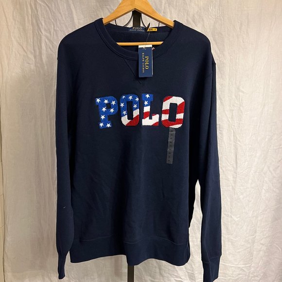 Polo Ralph Lauren Navy Americana USA Fleece Logo Sweatshirt - Picture 1 of 4